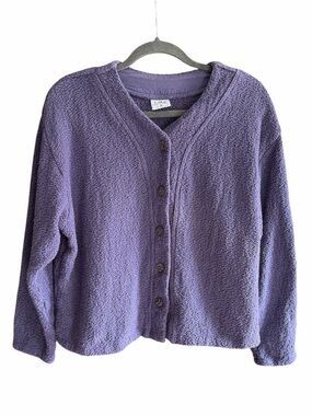 CMC‎ COLOR ME COTTON Chunky Knit Cardigan Sweater Purple Y2K M